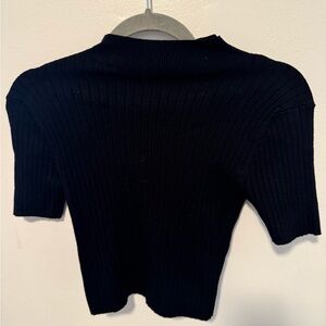 Black Ribbed Knit Top